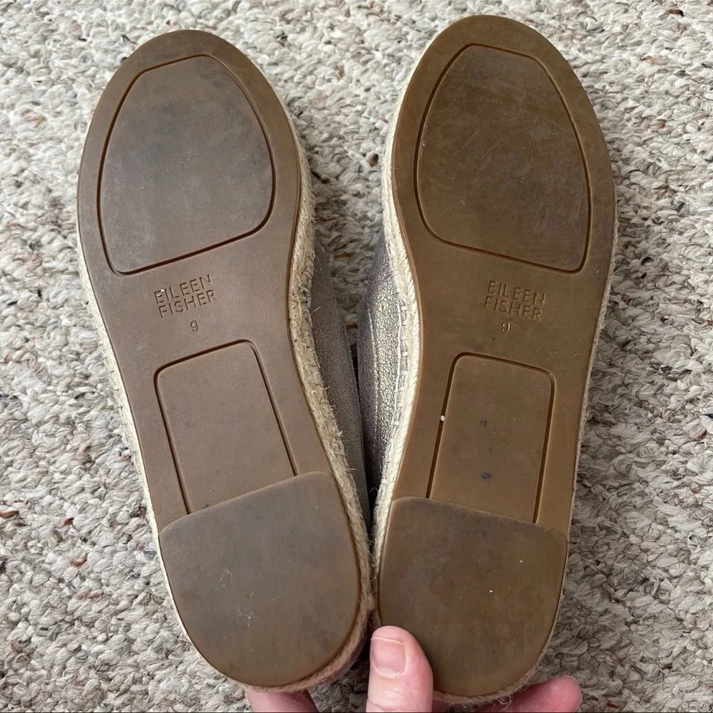 Eileen Fisher Bali Platinum Metallic Suede Flat 9